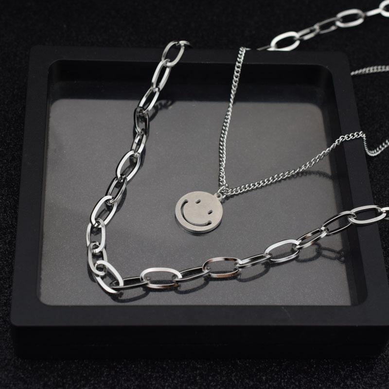 

Ожерелье с подвеской в ​​виде улыбающегося лица, двухслойное многослойное ожерелье оптом