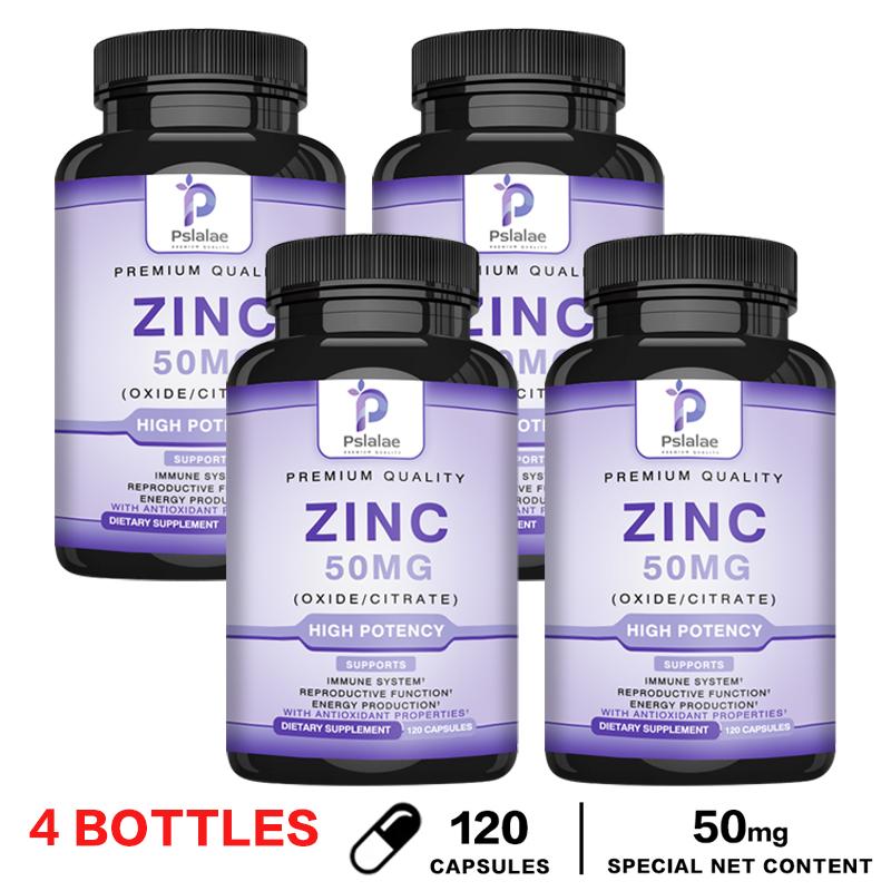 Pslalae High-Content Zinc Capsules, 50mg, Zinc Oxide Citrate Complex, Immune System, Dietary Supplement, Suitable for Adults