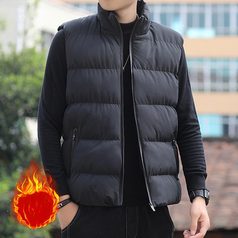 Men's Warm Sleeveless Vest Jacket - Winter Zipper Style, Autumn Stand-Up Collar Casual Waistcoat