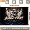 2D 2nd Anniversary Photography Backdrop Black Background with Diamond Wings and Crown