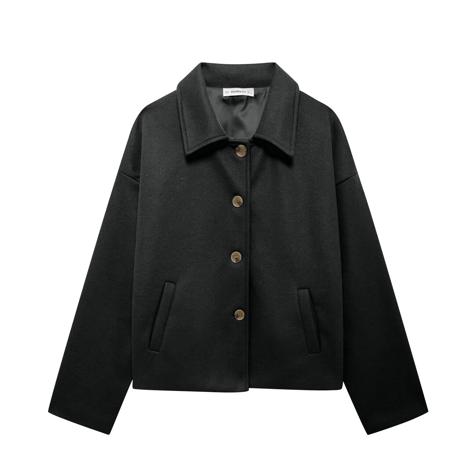 

Ladies Solid Color Fashionable Long Sleeved Button Casual Top, Jacket Jacket Jacket M