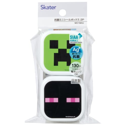 Skater Mini Sealable Storage Containers for Side Dishes, 130ml, Set of 2, Minecraft MO1WAG-A