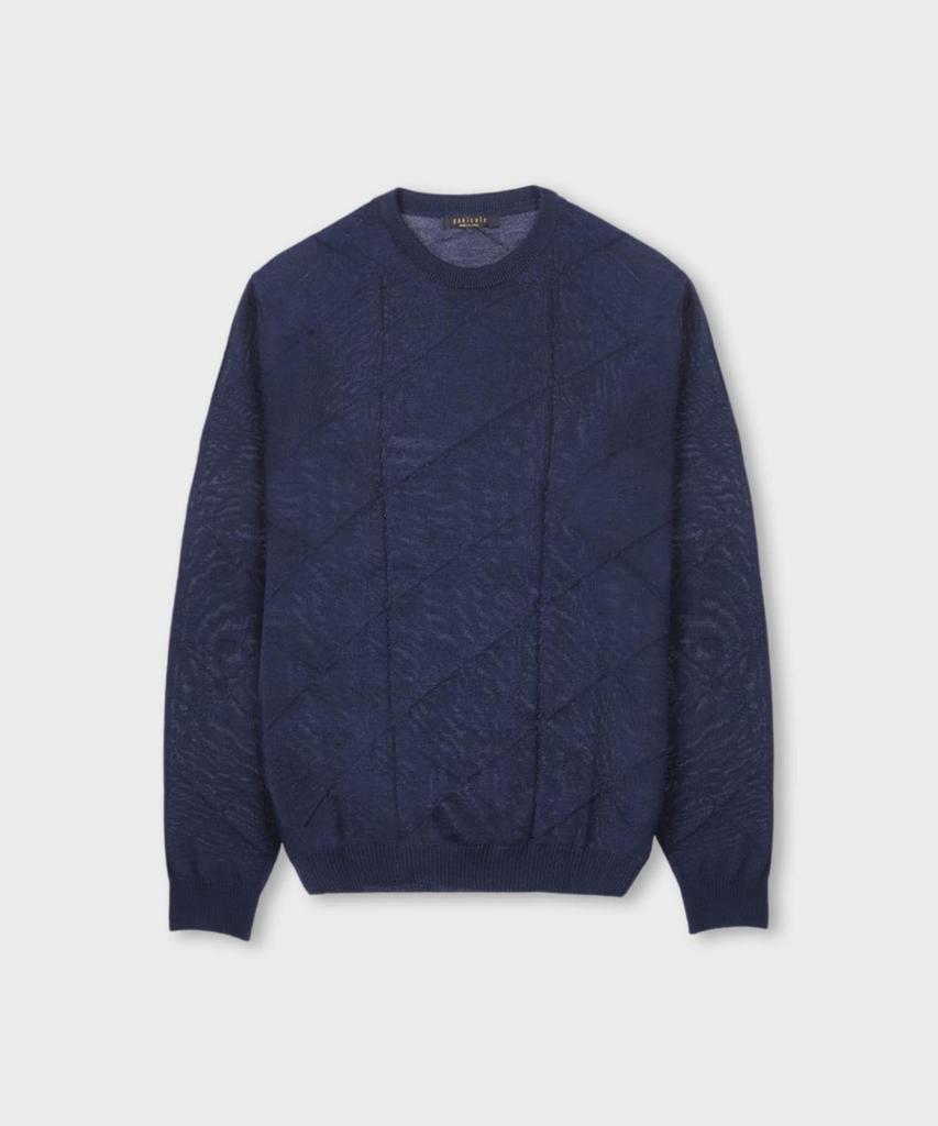 PANICALE Marino Wool Round Knit [Navy]