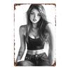 D Flat Pc Metal Sign Fashionable Woman Black and White Sketch Painting Decorative Hanging Ornament Durable Metal Plaque S