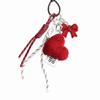 Luxury Charm Tassel Love Heart Pendant Fluffy Cartoon Double Hanging Chain Cute Creative Braided Rope Keyring Bag Accessories