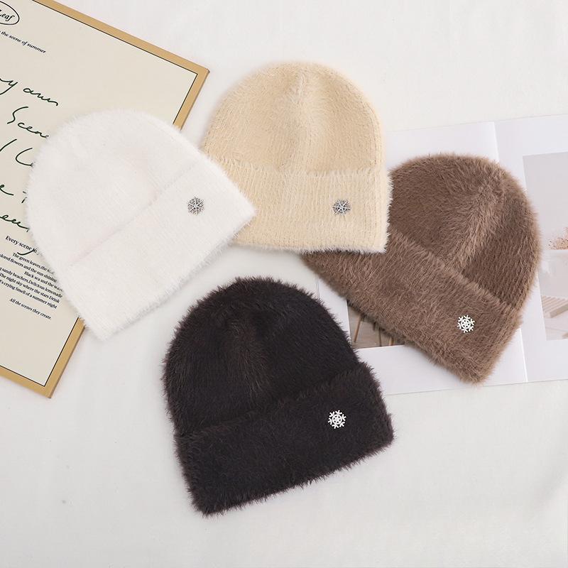Women's Plush New Korean Knitted Hat for Autumn and Winter Versatile Warm Ear Protection Thickened Fashionable Wool Hat
