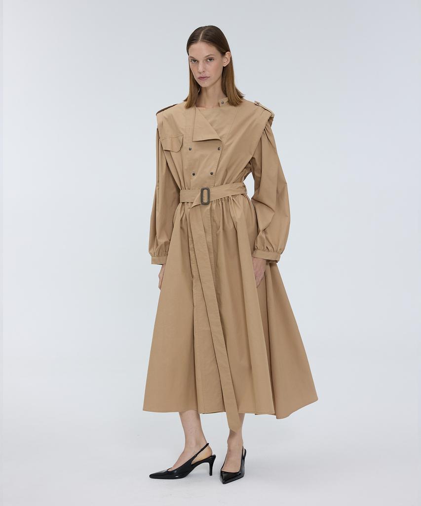 Meuameu Puff Sleeve Trench Coat Dress