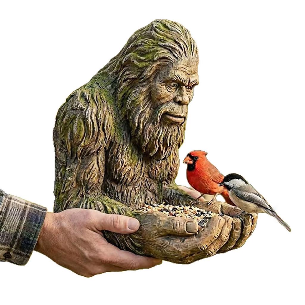 Funny Bird Feeder Resin Garden Decor Outdoor Yard Ornament Spacious Feeding Tray Durable Feeding Tray