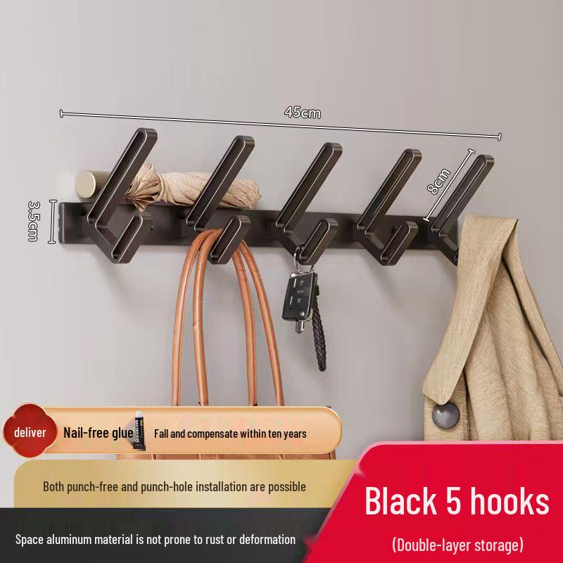 Wall-Mounted Coat and Clothes Hook – No-Punch Behind-Door Wardrobe Rack for Entrance and Hallway