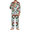 Men's Pajama Set Long Sleeve Button-Down Top and Pants Set for Home Sleepwear
