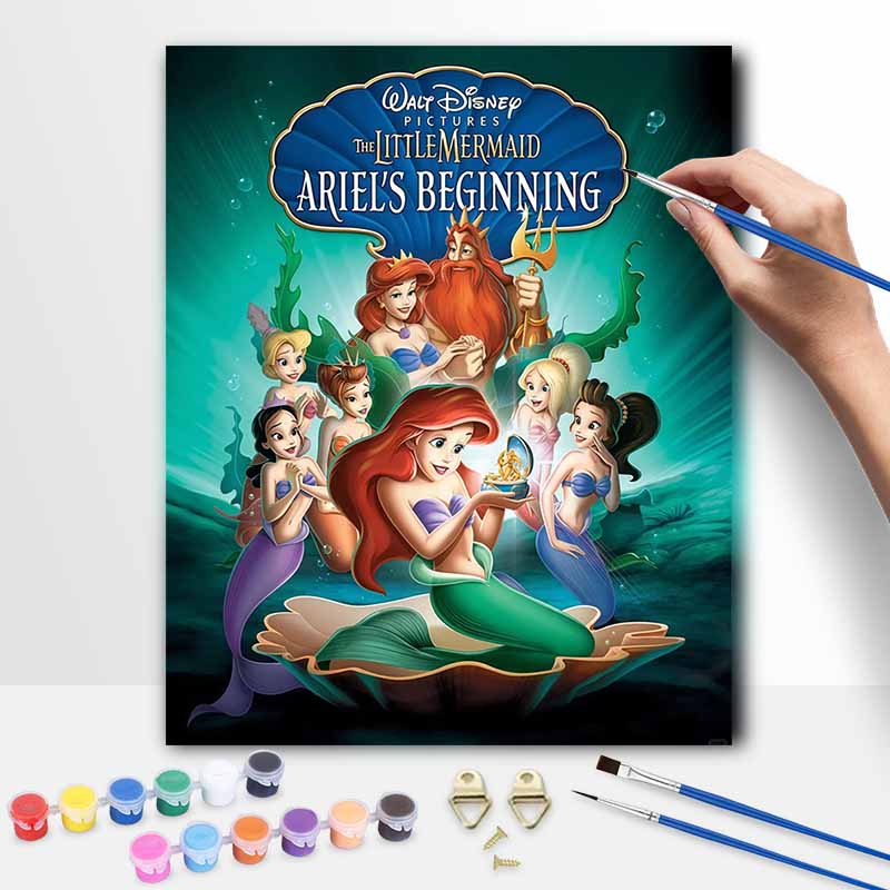 Disney oil painting handmade diy The Little Mermaid Ariel ocean princess art gifts home decorations 20x30cm