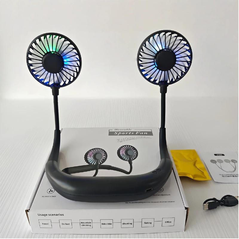 Third Generation Portable Neck Fan with Aromatherapy, Long-lasting Replaceable Battery, Silent Operation, and USB Charging.