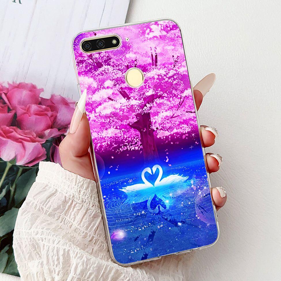 For Huawei Y6 Prime 2018 Case Clear Cute Fashion Flowers Luxury Painted Cover For Huawei Y6Prime 2018 Phone Case ATU-L42 ATU-L31