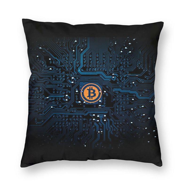 Bitcoin Cryptocurrency Square Throw Pillow Cover Decoration Print Ethereum Blockchain Btc Cryptocurrency Cushion Cover for Sofa