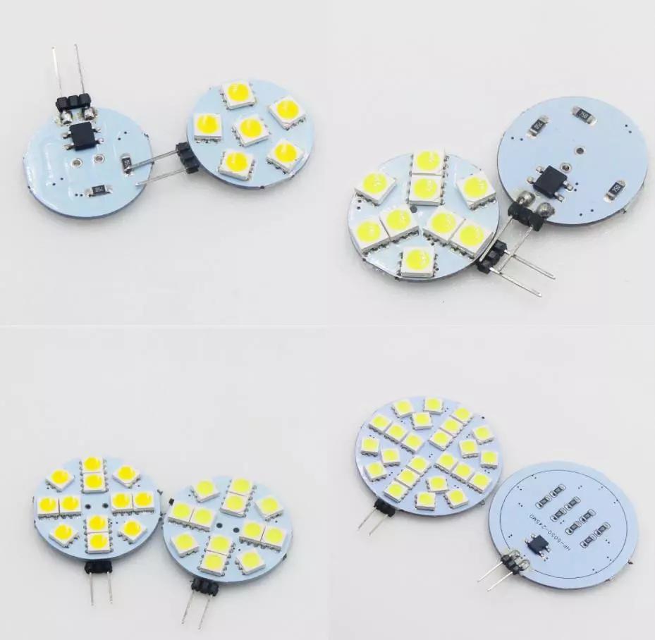 5PCS Mini G4 LED Bulbs DC 12V 5050 SMD 1.2W 2.4W 5W 120 Degree bi-pin Cold Warm White Halogen Replacement Lamp