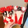 Tassel Chinese New Year Headwear Braid Hair Hanfu Hair Sticks Sweet Red Bow Hairpin  Baby