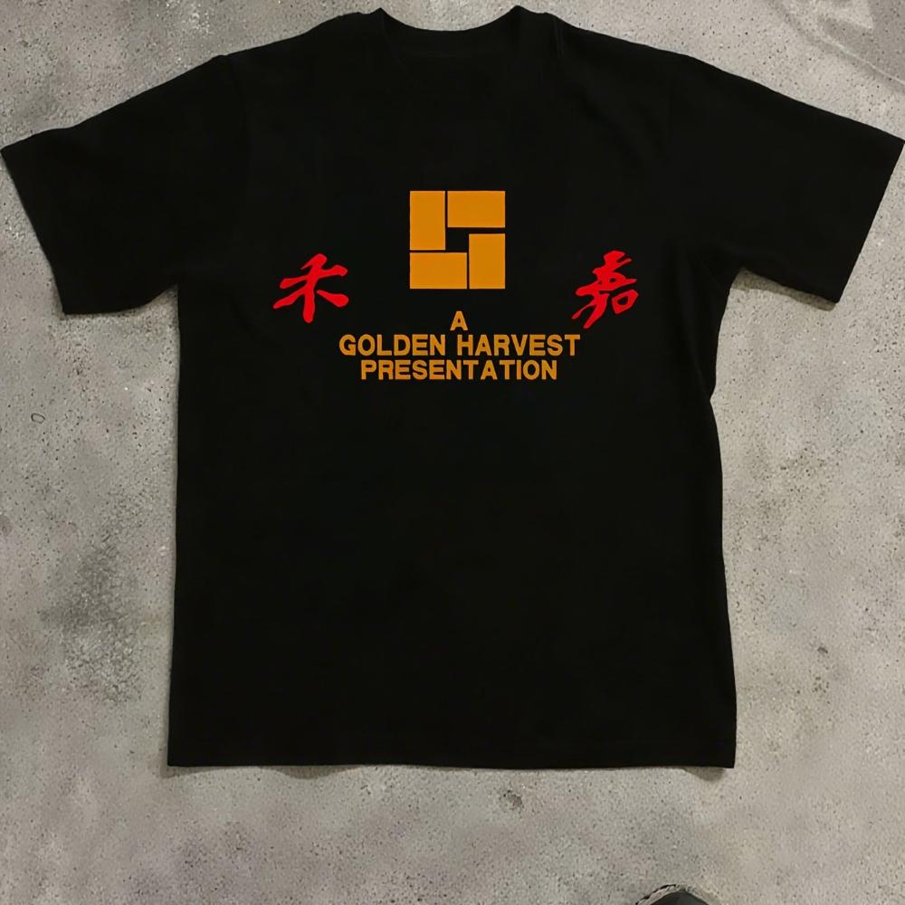 UnisexS and UnisexS TShirt Featuring Golden Harvest Hong Kong Retro Movie Design EyeCatching Black and White Logo