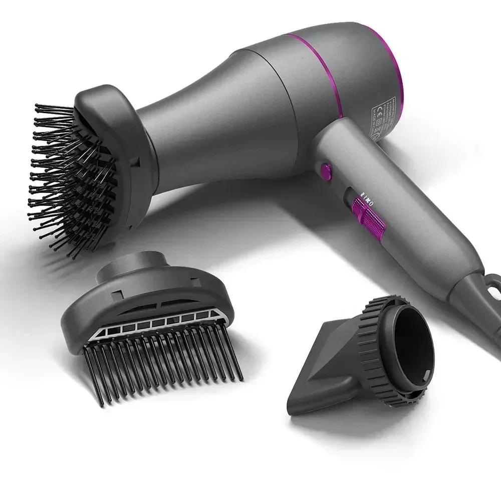 

Super Hair Dryer 1800W Styling Tools Powerful Strong Wind Blower Constant Temperature Collecting Air Comb Nozzle Gear Hair Care EU серый
