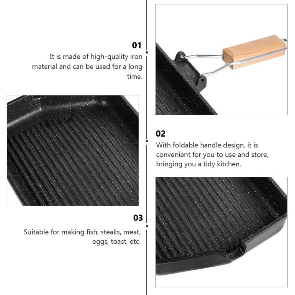 KOSUN Grill Steak Frying Pan Nonstick Outdoor Stove Griddle The Egg Grill Square Pan Non Stick Frying Pans Bbq Roasting Pan