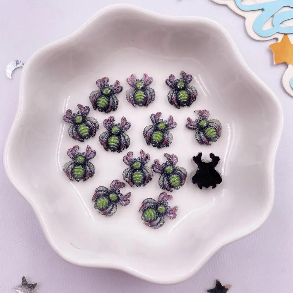 30 szt. Brokatowa żywica Kolorowe Kreskówkowe Pająki Nail Art Mini Figurki Flatback DIY Cyrkonie Scrapbook Biżuteria Akcesoria