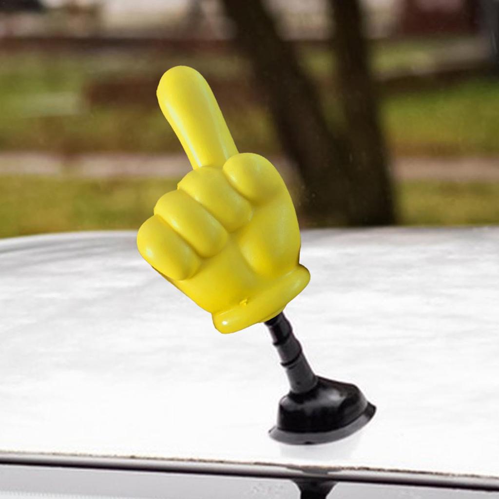 Hand Gesture Car Antenna Ball - Hand Signal Antenna Ball | Yellow Car Exterior