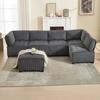 Modular 6-Seater Sofa, Corduroy, Ergonomic, Storage Pockets, Combinable As U-Shape/L-Shape/Sofa Bed, Wood and Metal Structure, Easy Assembly, Grey