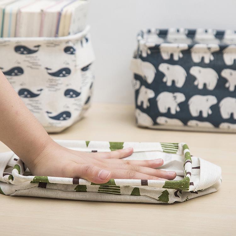 Zakka Cotton Linen Desktop Storage Basket - Small Fresh Fabric Organizer for Miscellaneous Items