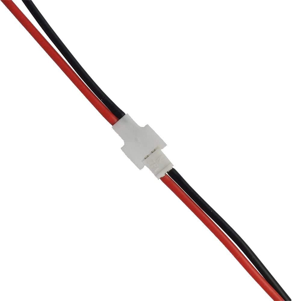 10 Pairs 2-Pin 2.0 JST Silicone Cables for LiPo RC Batteries | 22AWG, 10cm | Male-Female Connectors | Compatible with Quadcopters