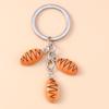 Cute Resin Simulation Food Keychain Waffle Croissant Baguette Bread Key Ring Pendants for Women Girls Handbag Decor Jewelry Gift