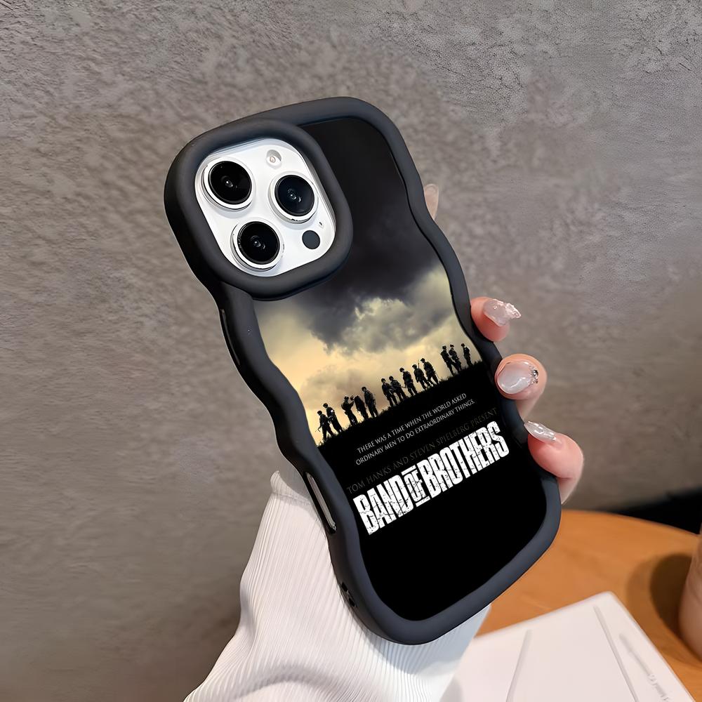 

Band of Brothers Phone Case for iPhone 17 16 15 14 13 12 11 Air Pro Max Plus Black Soft TPU Wavy Edge Cover iPhone 13 Pro Max