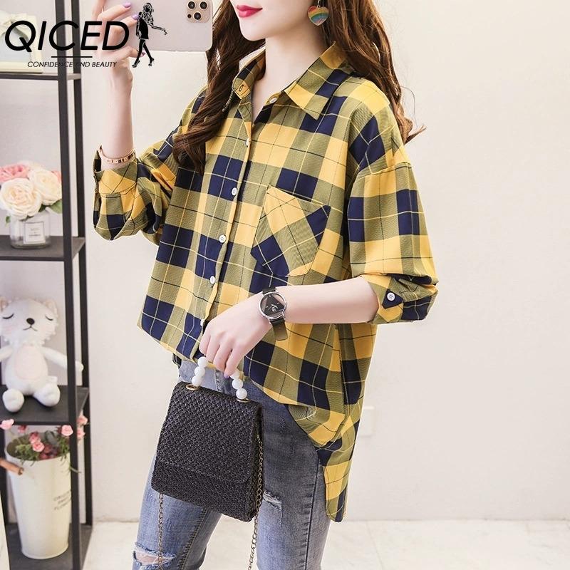 QICED Mote dame avslappet langermet POLO-hals bluser og skjorter