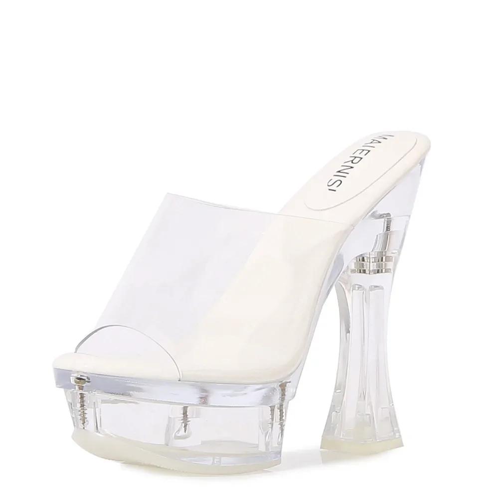 

Women s Home Slippers Transparent Slippers High Heels Women Outside Sandals Summer Shoes Woman High Pumps Wedding Heels Slippers 34 белый