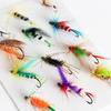 12pcs Fly Fishing Hook Imitate Bee Flies Insect Bait Artificial Lures Feather Jig for Carp Fishing