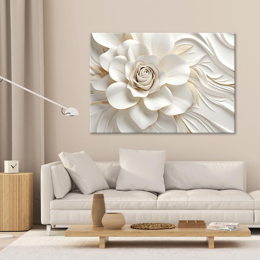 Canvas Print, White Flower 3D