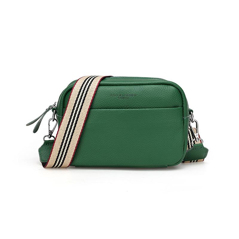Genuine Leather Wide Shoulder Strap Single-shoulder Bag Soft Leather Casual Crossbody Bag