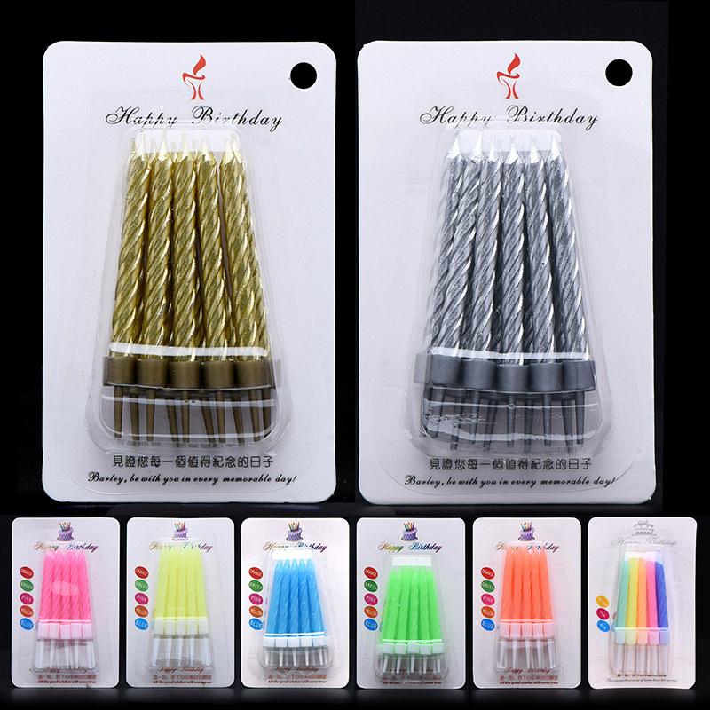 Exquisite 8cm Thread Candle Romantic Birthday Party Decor Golden Silver Color Creative Paraffin Wax Candles