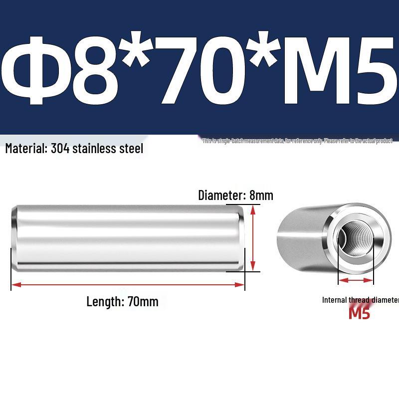Pin Cilindric din Oțel Inoxidabil 304 cu Filet Interior M4/M6/M8 și Orificiu - Coloană de Suport și Ghidare