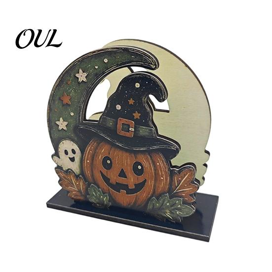 Cute Owl Table Decor Halloween Wood Napkin Holder, Rustic Ghost Skeleton Pumpkin Dispenser, Vertical Holder Vintage Tabletop Standing Tissue