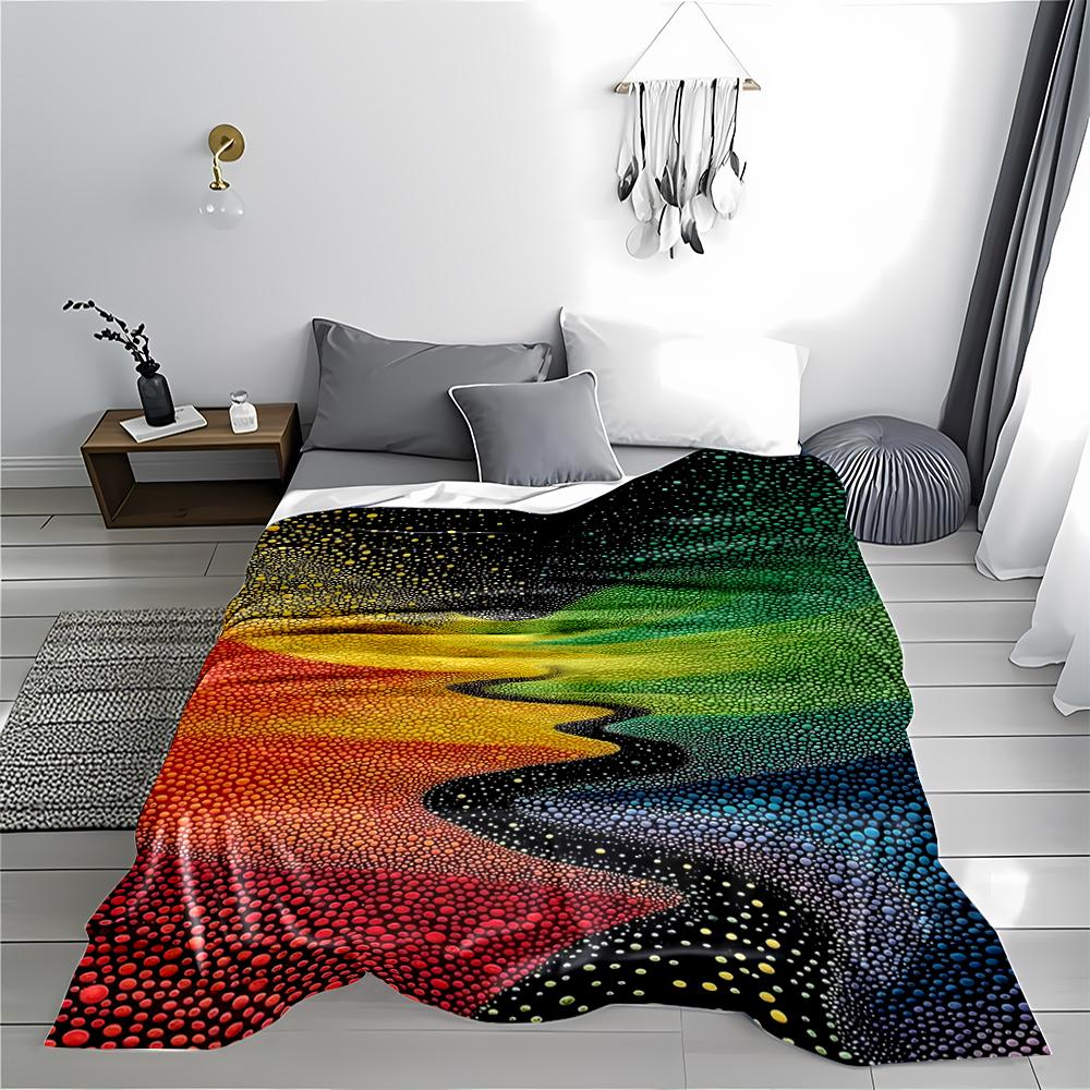Colorful Abstract blanket with Rainbow Dotted Design for   blanket, suitable for use in the bedroom, living room, on the sofa
