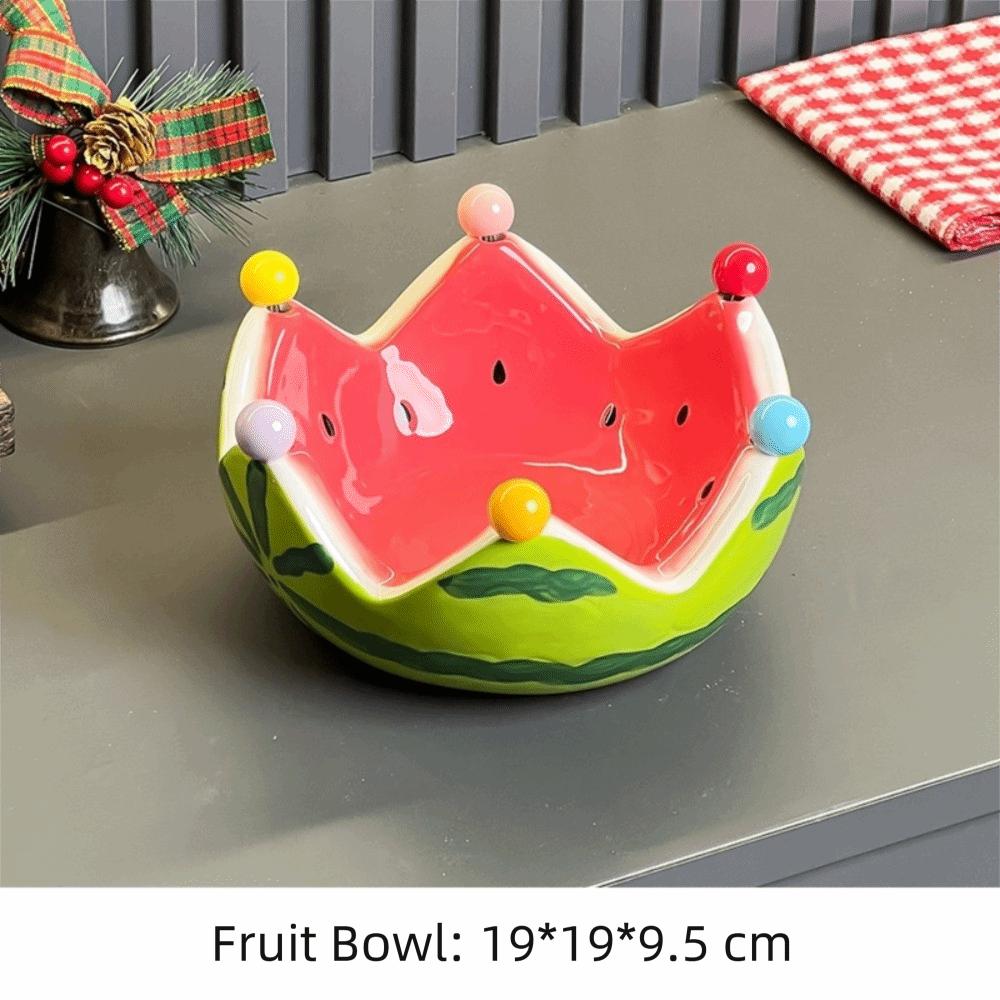with Food Forks Salad Bowl Large Capacity Dessert Storage Plate Ceramic Fruit Plate  Dinnerware