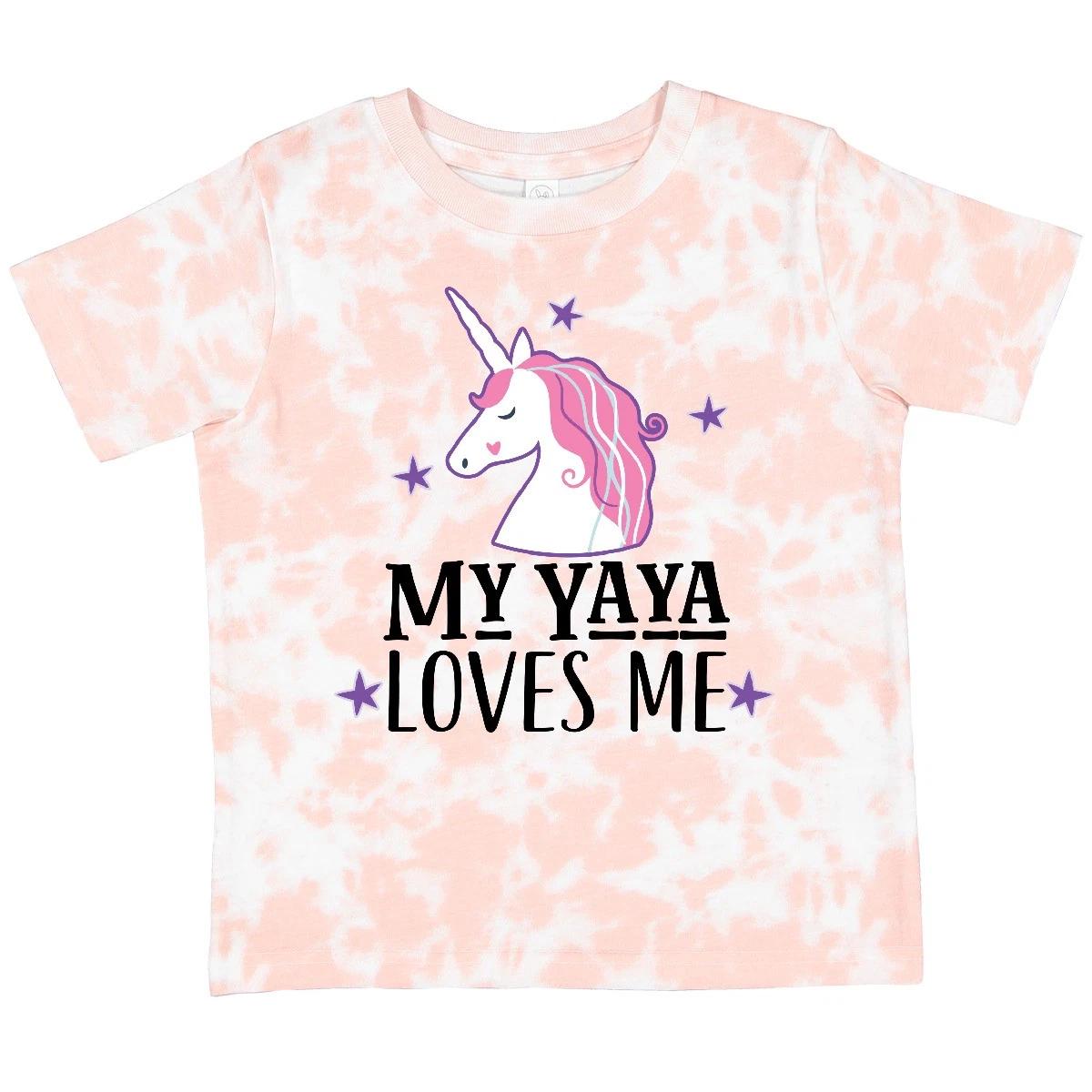 Inktastic My Yaya Loves Me Unicorn Toddler T-Shirt Grandchild Childs Clothing 100