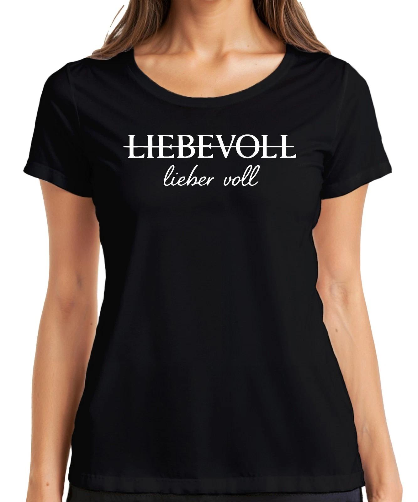 Liebevoll lieber voll Spruch Wortspiel Lustig Geschenk Freundin Damen T-Shirt L