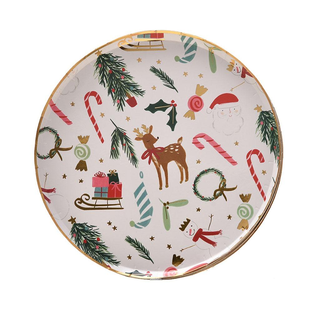 Bronzing Disposable Tableware Serving 10 Paper Plate Convenient Picnic Dinnerware Kids