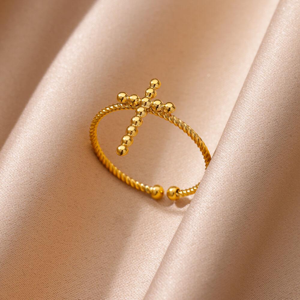 Anello aperto a forma di cuore in acciaio inossidabile color oro per donna, non scolorisce, alla moda, squisito, estetico, gioiello romantico per coppia