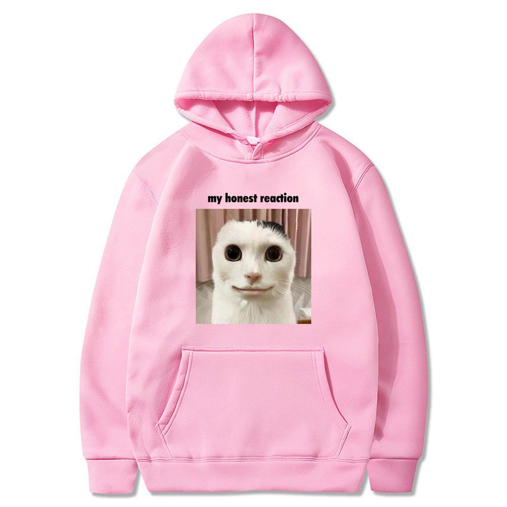 Meine ehrliche Reaktion Lustige Katze Meme Grafik Tops Herren Damen Kleidung Mode Humor Stil Hoodies Lässig Paar Winter Streetwear