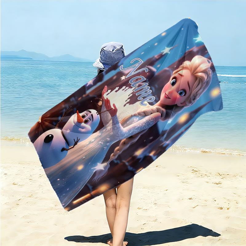 Personalized Elsa Olaf's Winter Magic Beach Towel Microfiber Beach Towel Thin Absorbent for Beach Swimming Yoga Bath Sports. 0910198
