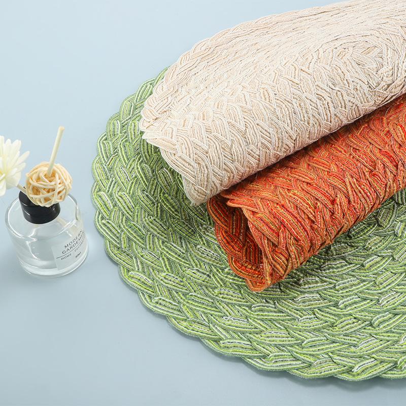 Mantel Redondo Trenzado Lavable Algodón Lino Resistente al Calor 30/35/38cm Mantel Individual de Mesa Para Cocina Navidad Mesa de Comedor Decoración de Fiesta