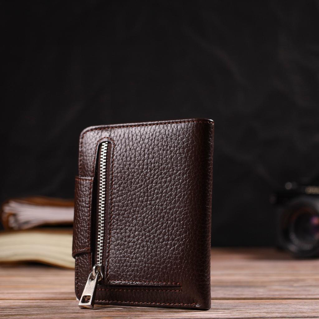 Practical Medium-sized Women's Purse Made of Genuine Grained Leather CANPELLINI 21808 Brown