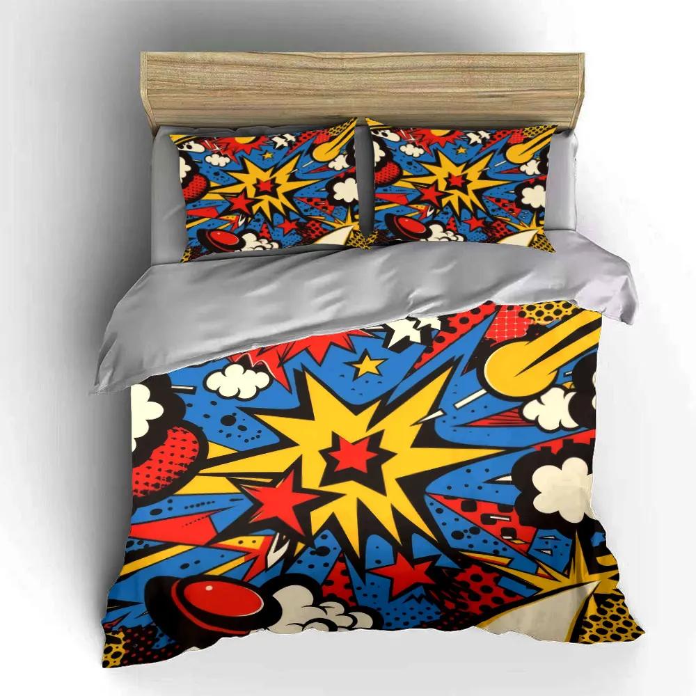 "Abstract Pop Art Decor Set" Bedding Set with 1 Duvet Cover 2 Pillowcases Single Double King Queen Gift