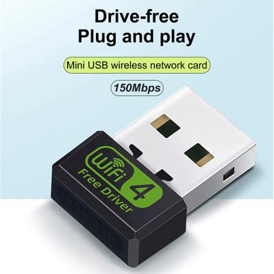 Wireless Network Card 150Mbps RTL8188 Driver-free USB High-speed Anti-interference WiFi Transceiver with Built-in Omnidirectional Antenna